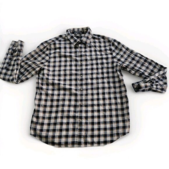 Banana Republic Shirt Mens XL Plaid LS Untucked Fit Pocket Preppy Cottage Casual - Picture 9 of 15